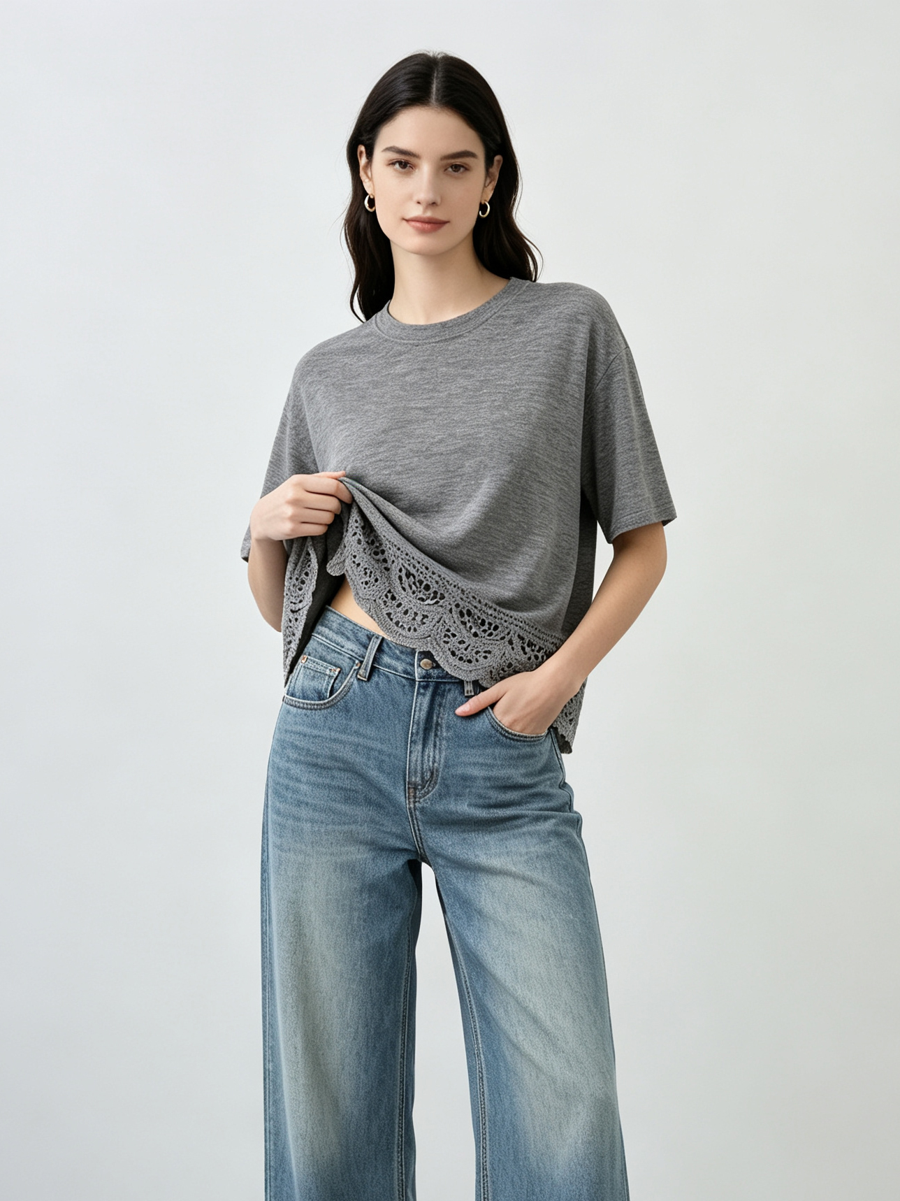 mi-tu Lace Cut-out Wool Top