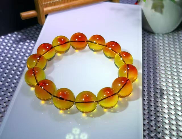 0911XY124-XYDAY-AMBER-鶴頂紅手串 16mm (B124)