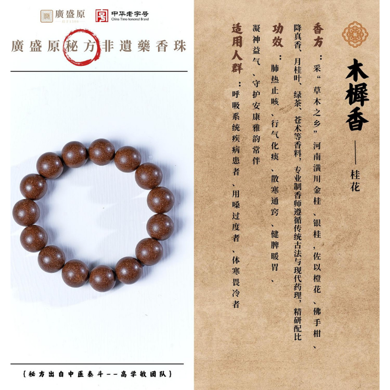BRA-JJG0907-017 木樨香(桂花） 手串12mm (A17)