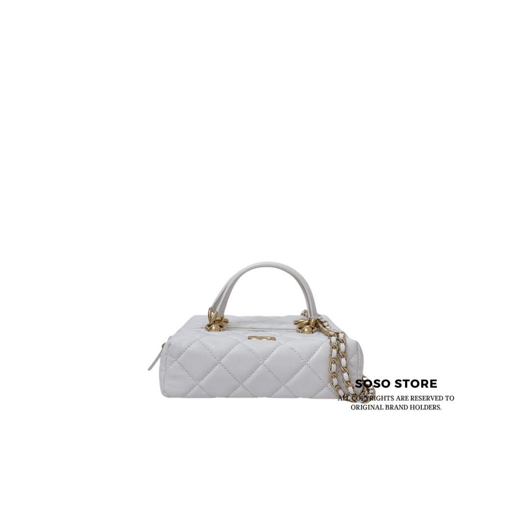 Chanel Métiers d'Art Mini Square with Top Handle - White / GHW