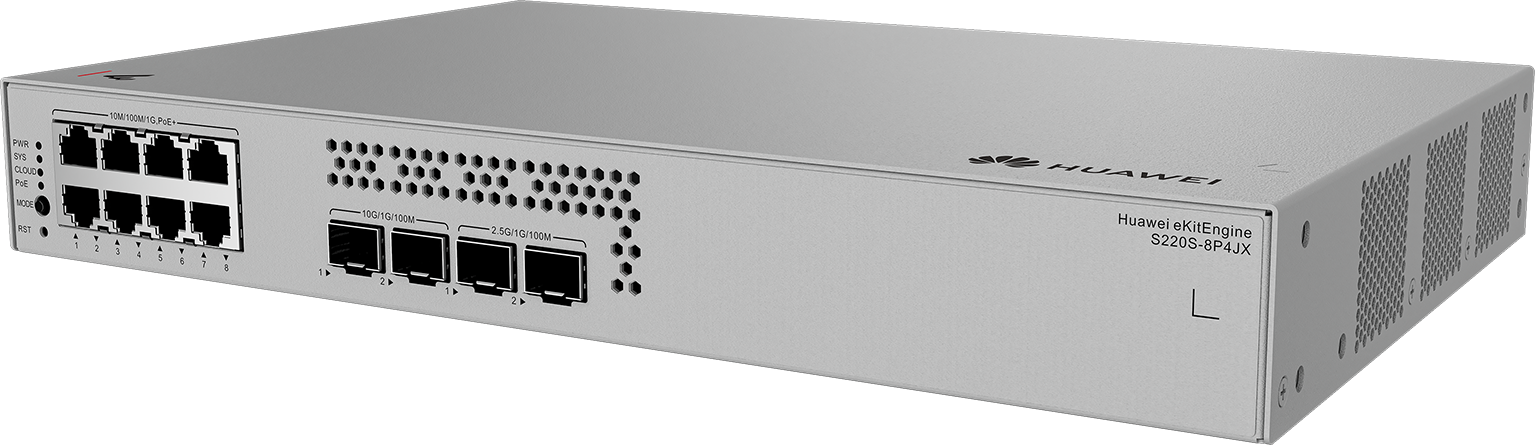 Huawei eKit S220S-8P4JX 8埠千兆 L2 網管 PoE+ 交換機｜128W PoE供電｜2×10GE SFP+＋2×2.5GE SFP