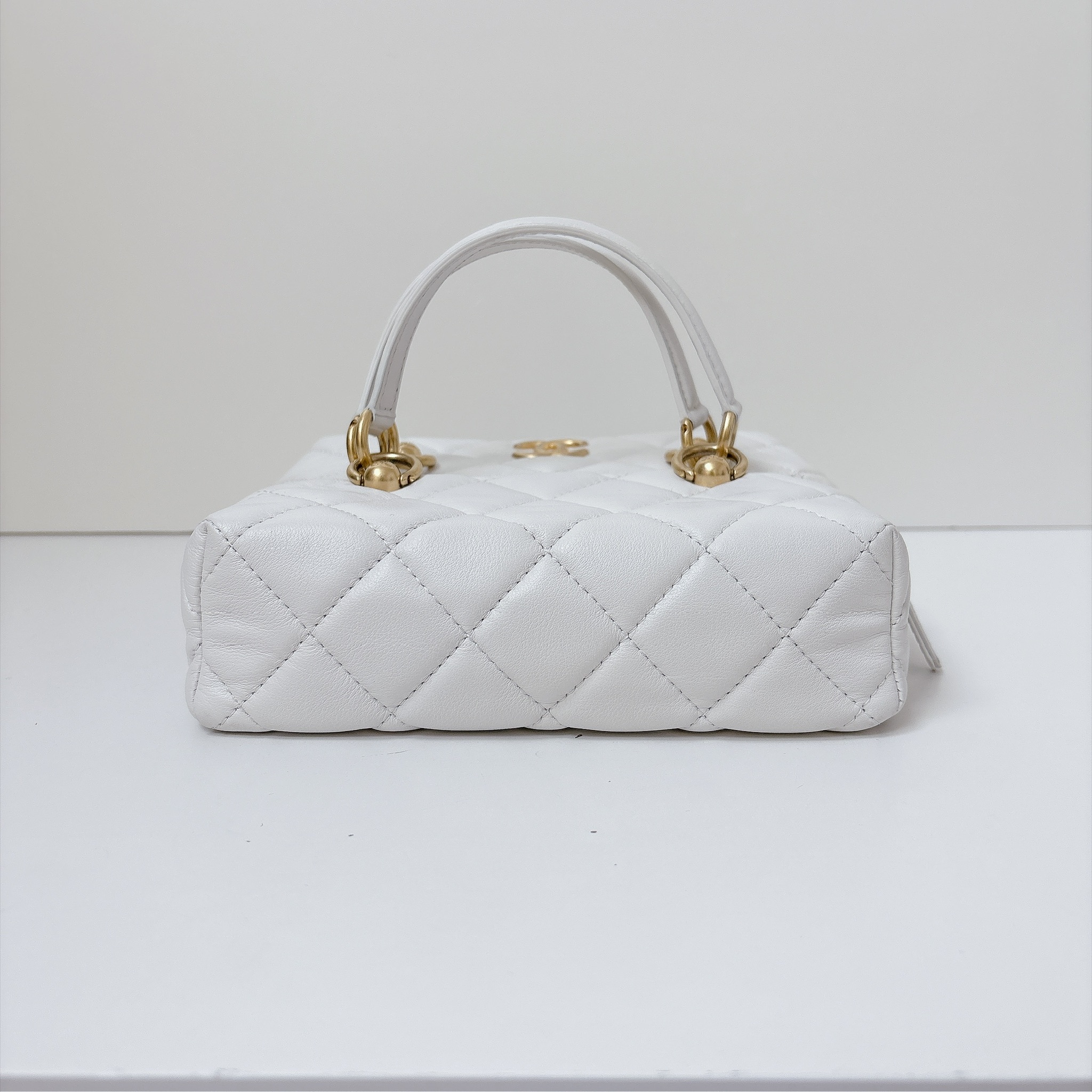 Chanel Métiers d'Art Mini Square with Top Handle - White / GHW