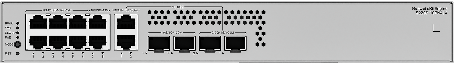 Huawei eKit S220S-10PN4JX L2 網管 PoE+ 交換機｜128W PoE供電｜2×10GE SFP+｜2×2.5GE SFP