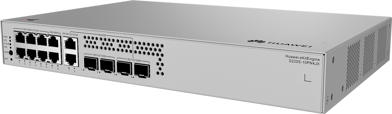 Huawei eKit S220S-10PN4JX L2 網管 PoE+ 交換機｜128W PoE供電｜2×10GE SFP+｜2×2.5GE SFP