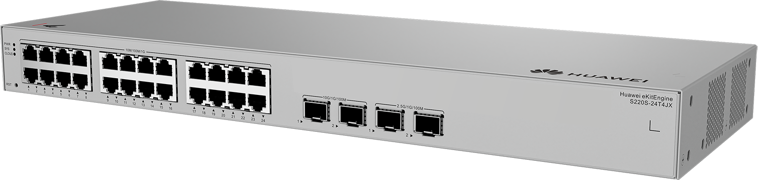 Huawei eKit S220S-24T4JX 24埠千兆 L2 網管交換機｜2×10GE SFP+＋2×2.5GE SFP｜無風扇設計