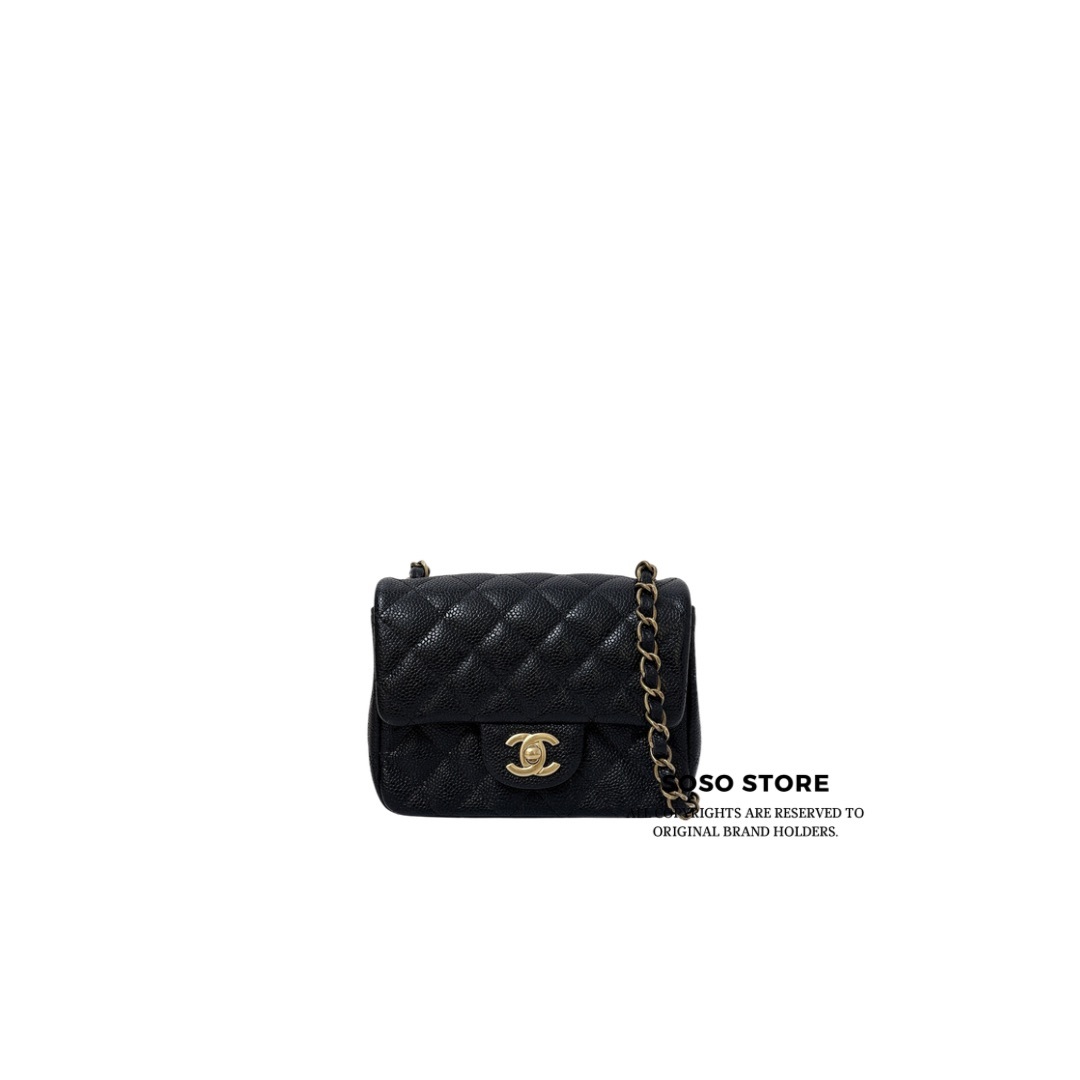 Chanel Mini Square Flap Bag - Black / GHW