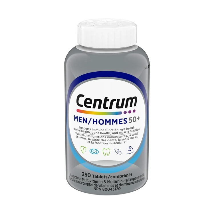 加拿大包裝Centrum 銀善存綜合維他命(適合50歲以上男仕), 250粒裝 [有效日期：05/2028 ]