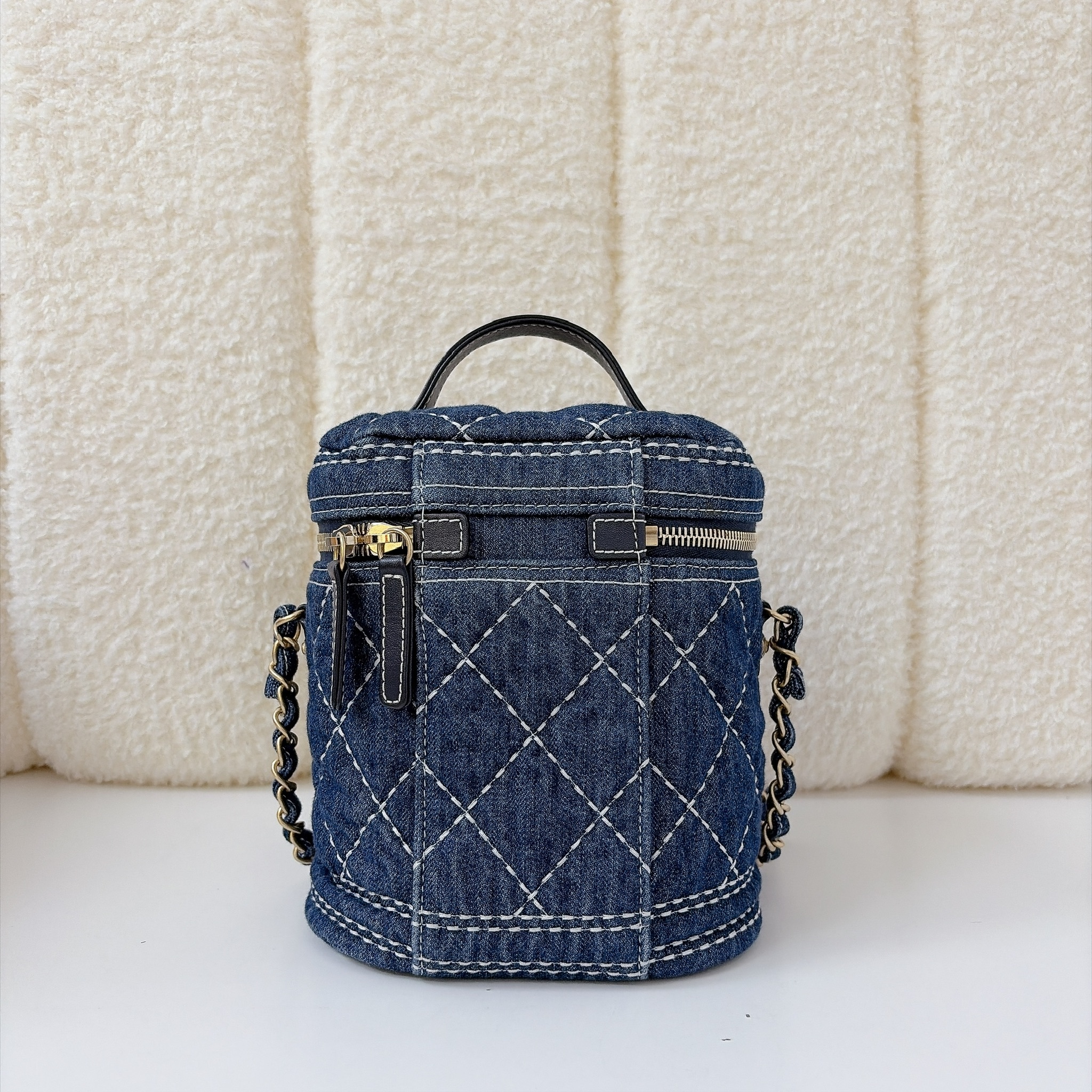 Chanel Quilted Denim Vanity Bag - Blue Denim / GHW
