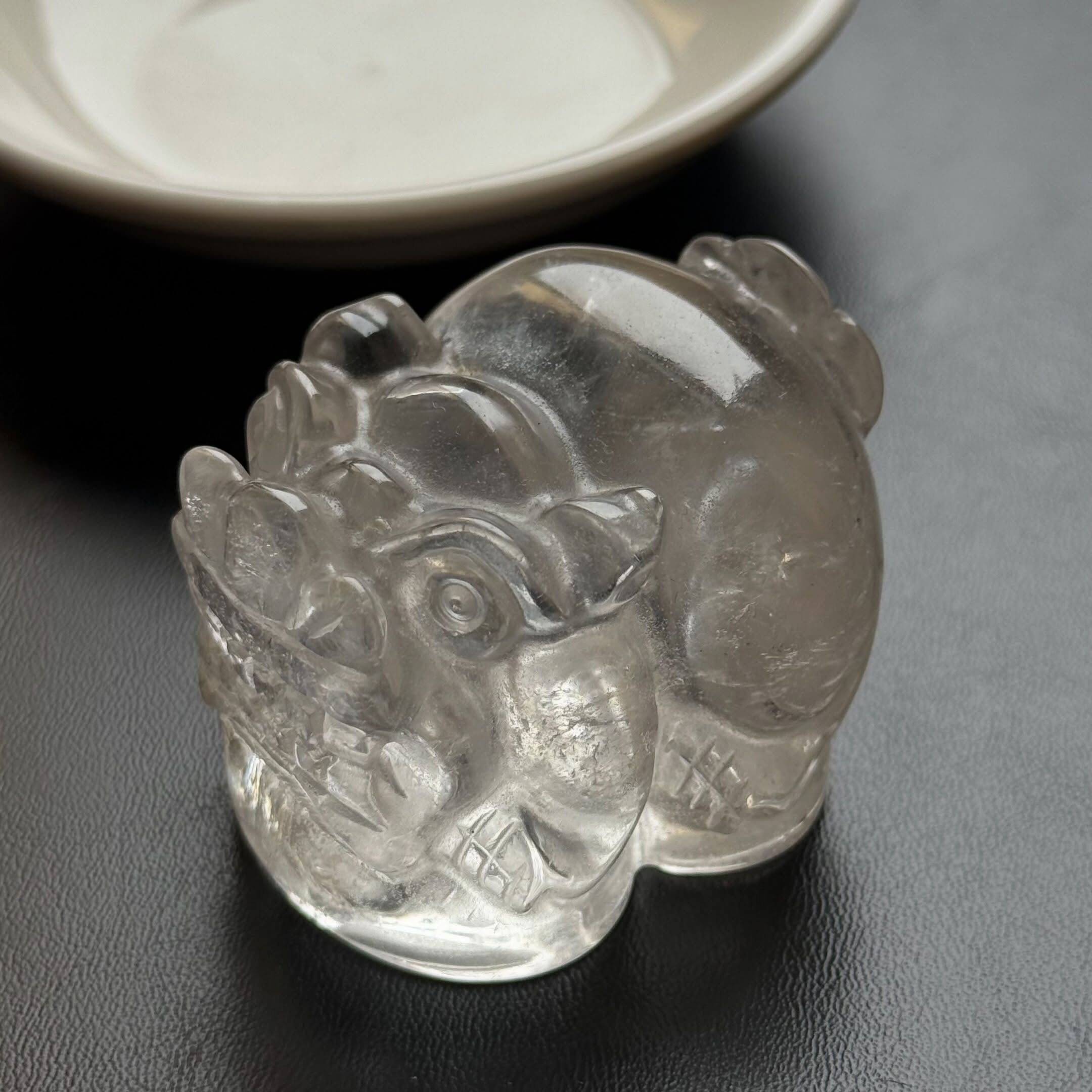 [原石] 白水晶 招財貔貅 約 53x40x44mm