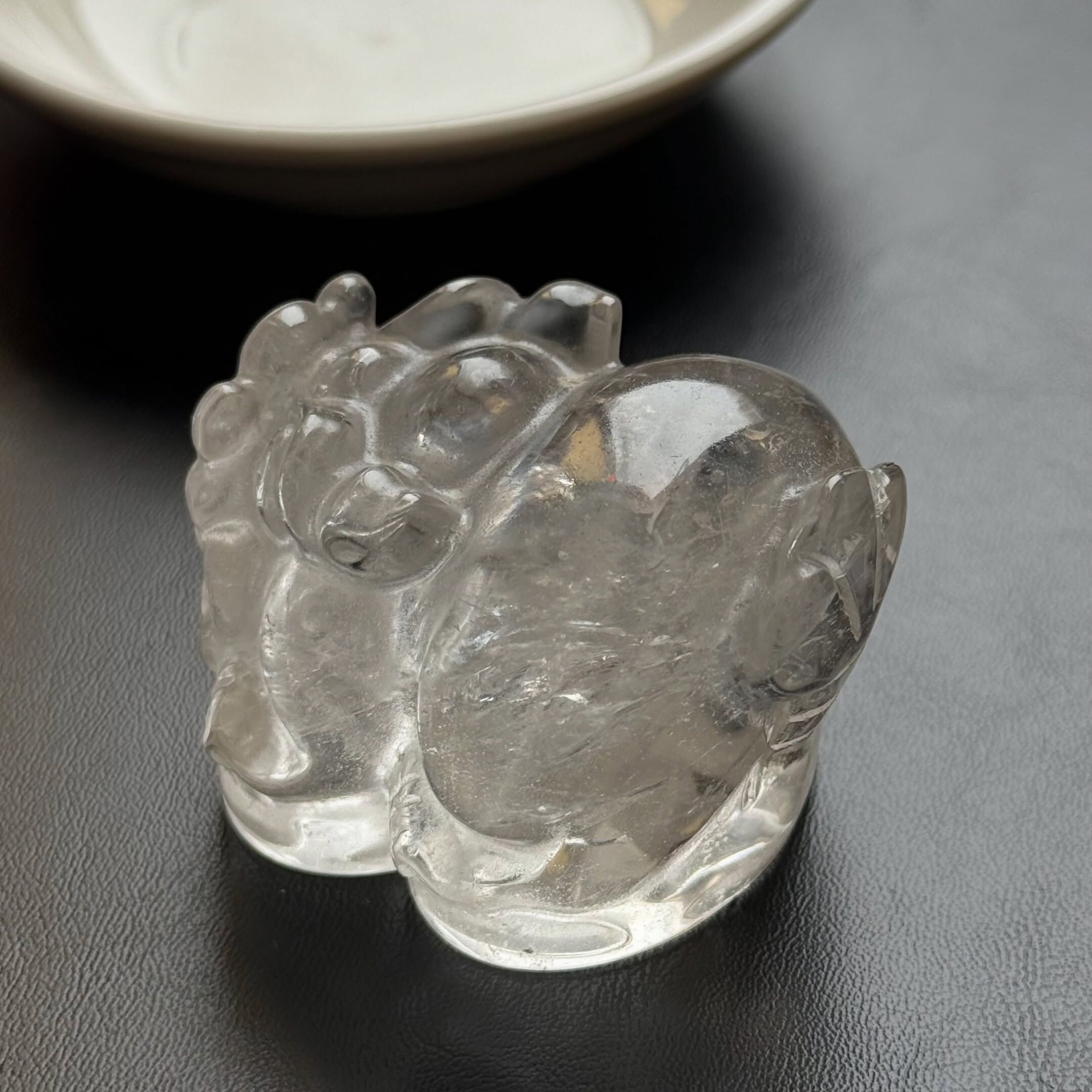 [原石] 白水晶 招財貔貅 約 53x40x44mm