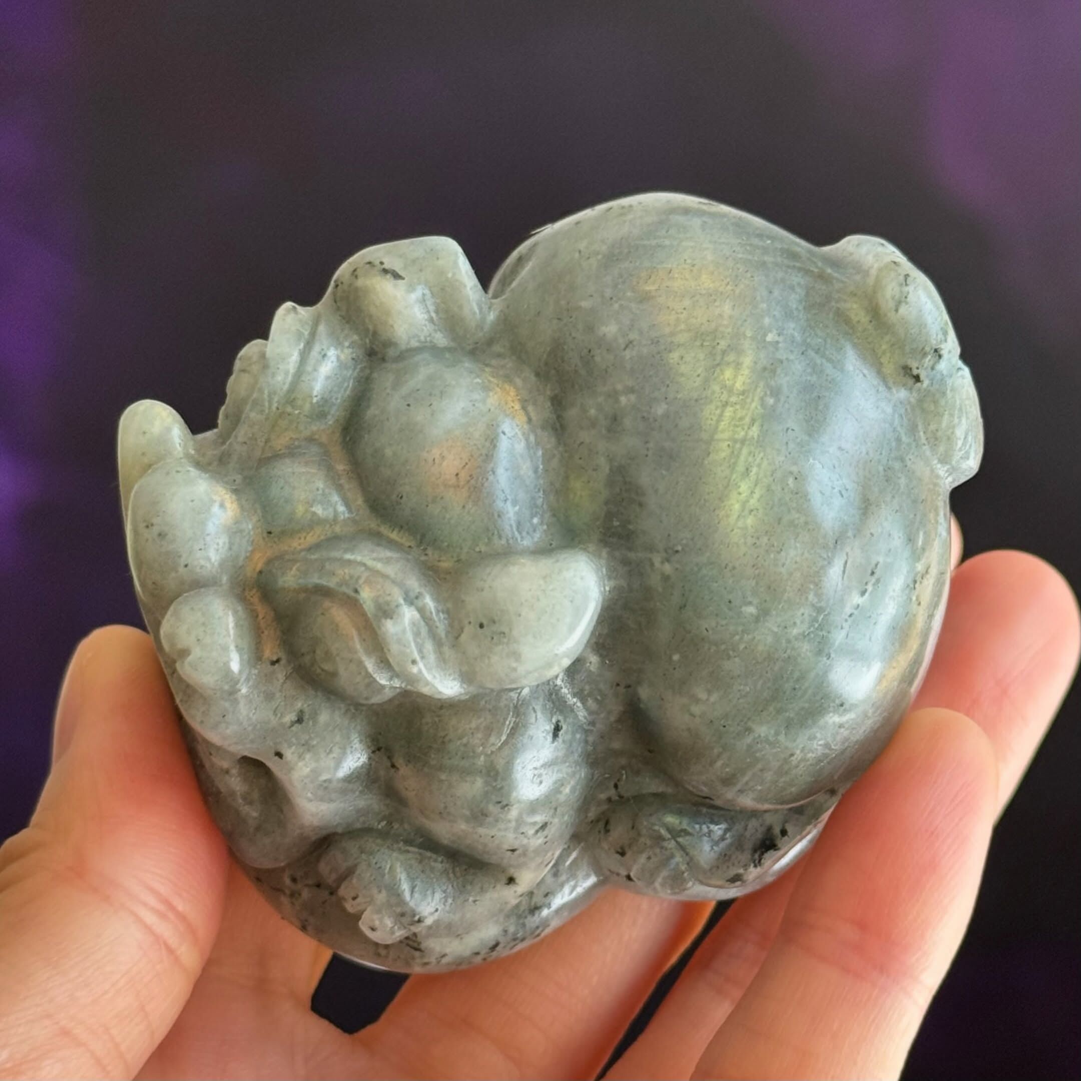 [原石] 拉長石 招財貔貅 約 60x47x40mm