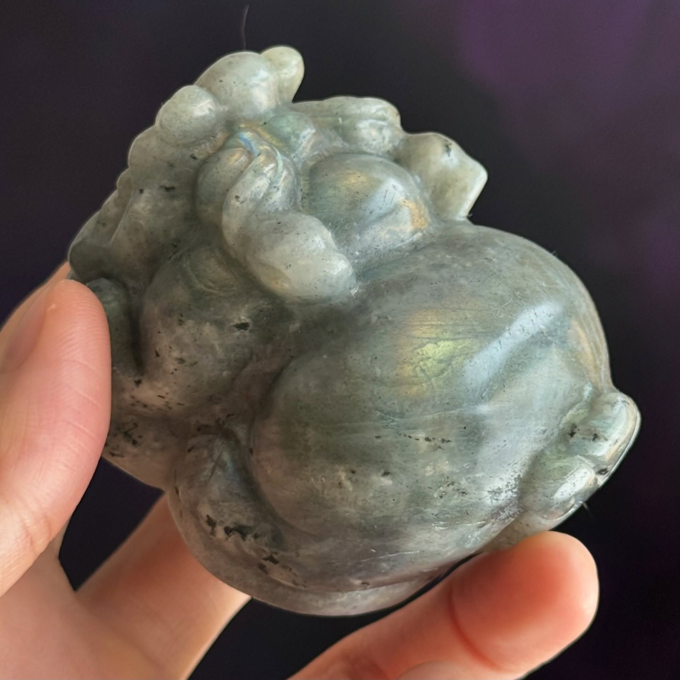 [原石] 拉長石 招財貔貅 約 60x47x40mm
