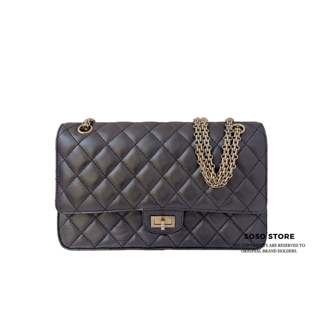 Chanel Reissue 2.55 Classic Double Flap - Charcoal / GHW