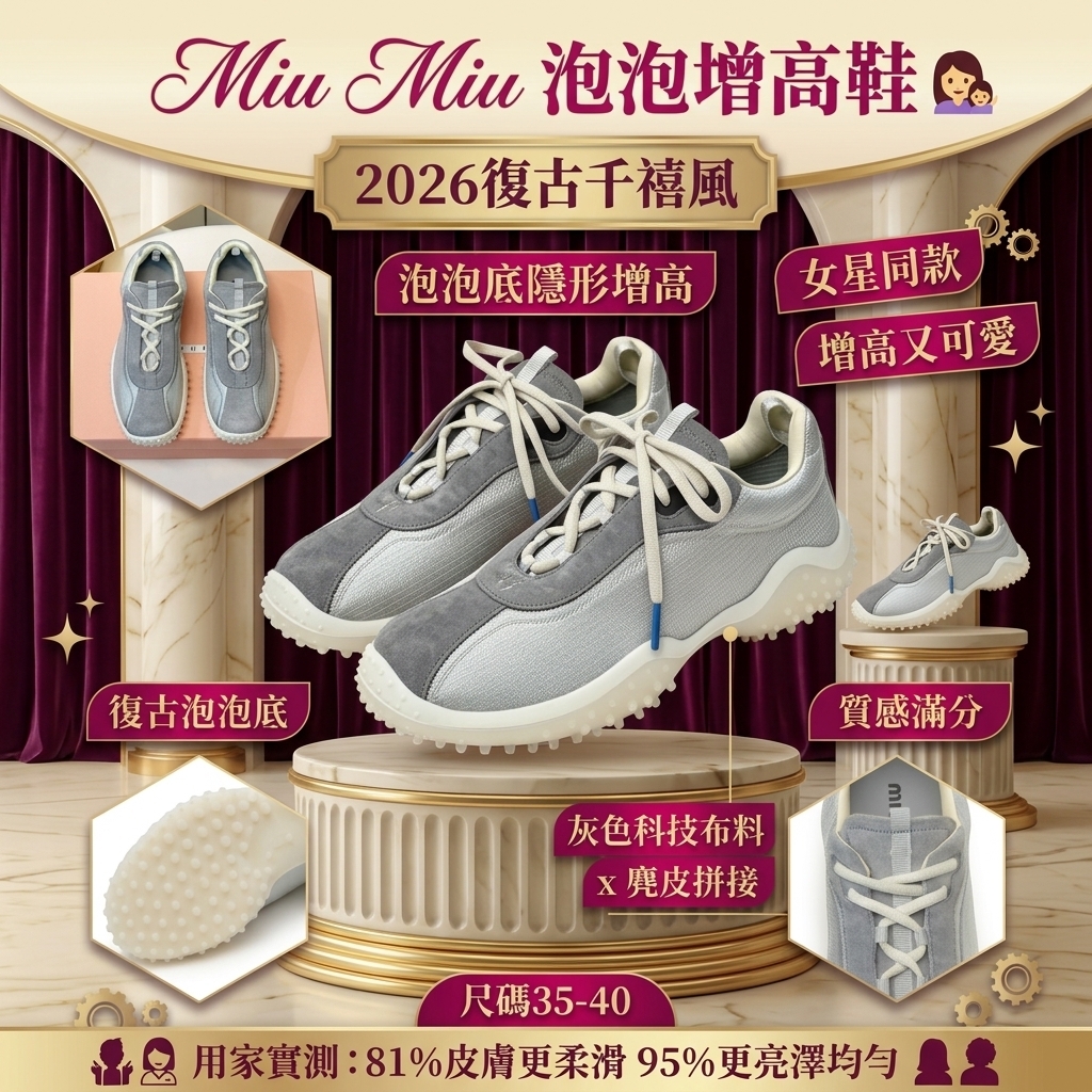 Miu Miu Bubble復古泡泡底增高鞋
