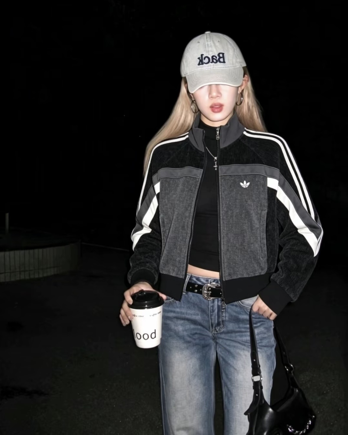 <宋雨琦同款> Adidas RS W Jacket 女款 黑灰色 運動 休閒 摩登 復古 雙拉鍊 寬鬆 口袋 立領 外套 JL8442