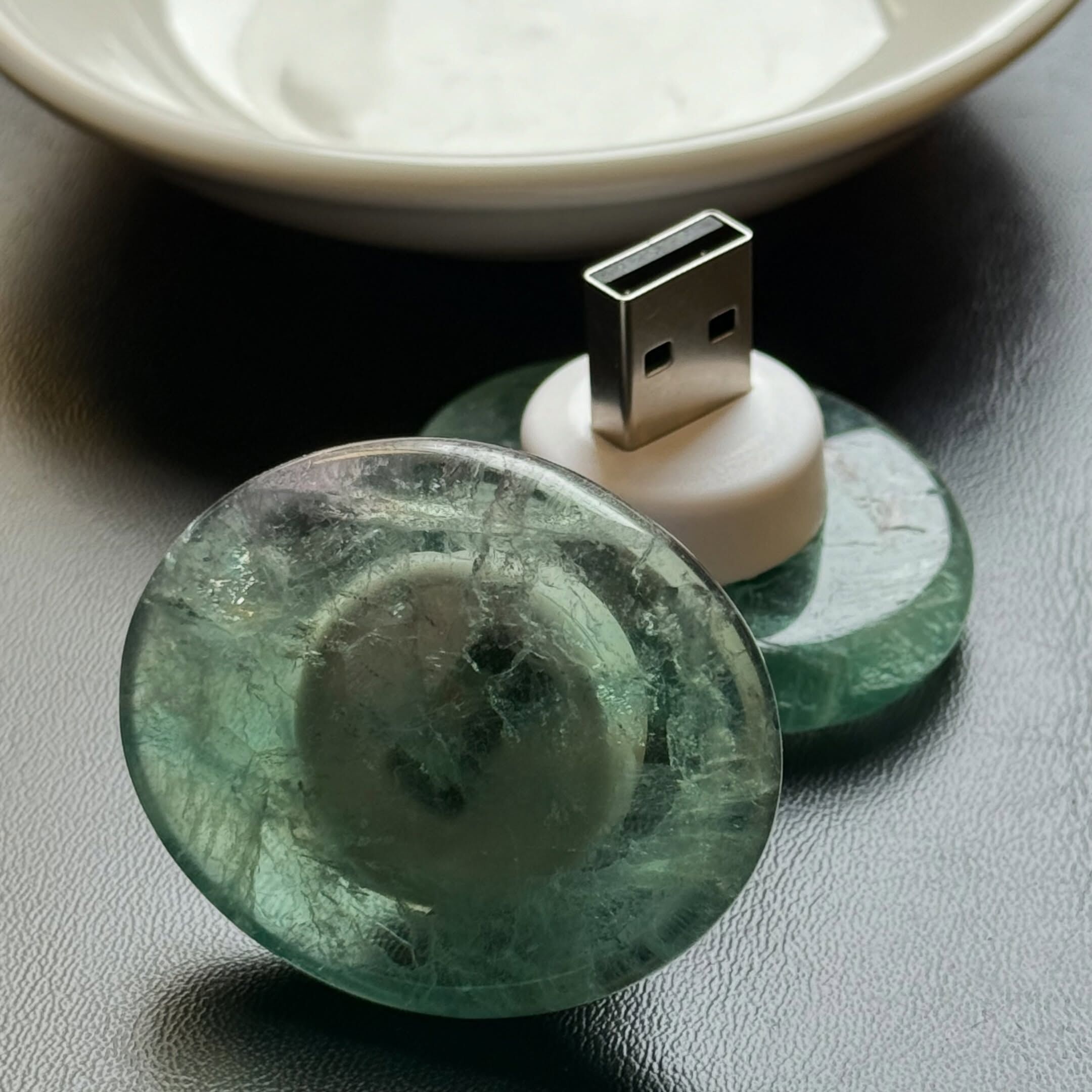 [原石] 螢石 USB 水晶小夜燈