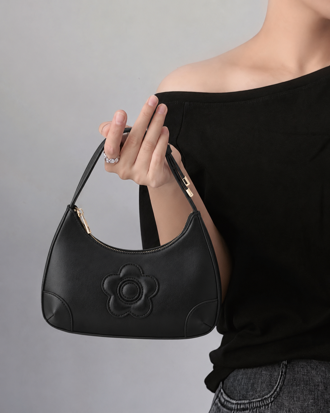<國外限定-限量款>【MARY QUANT×VIS】雛菊 小花 手柄 單肩包