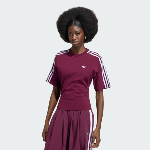 Adidas 愛迪達 Slim Ss Tee KY5092 女 T恤 運動上衣 休閒短袖 舒適 酒紅