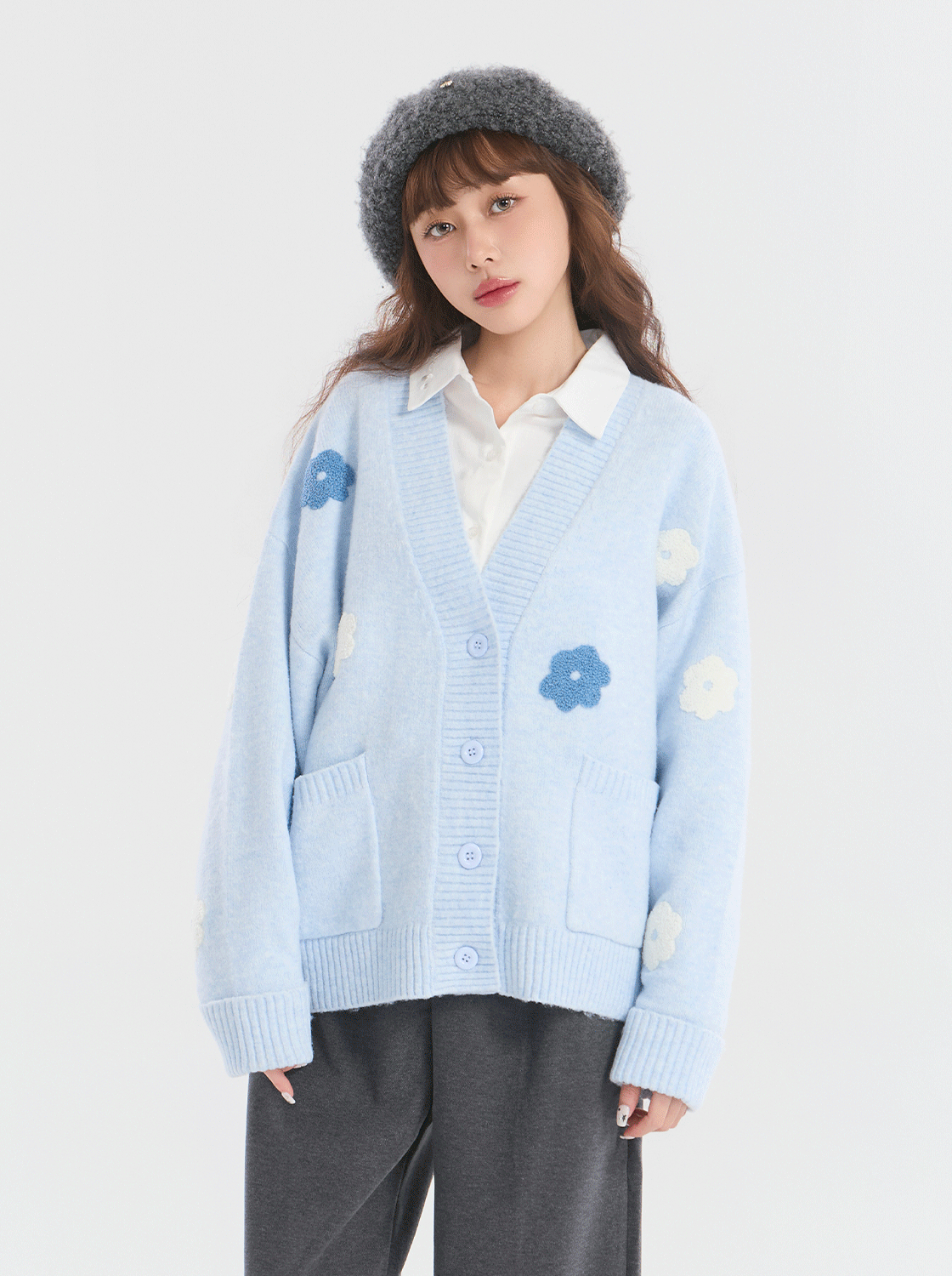 小花繡花襯衫