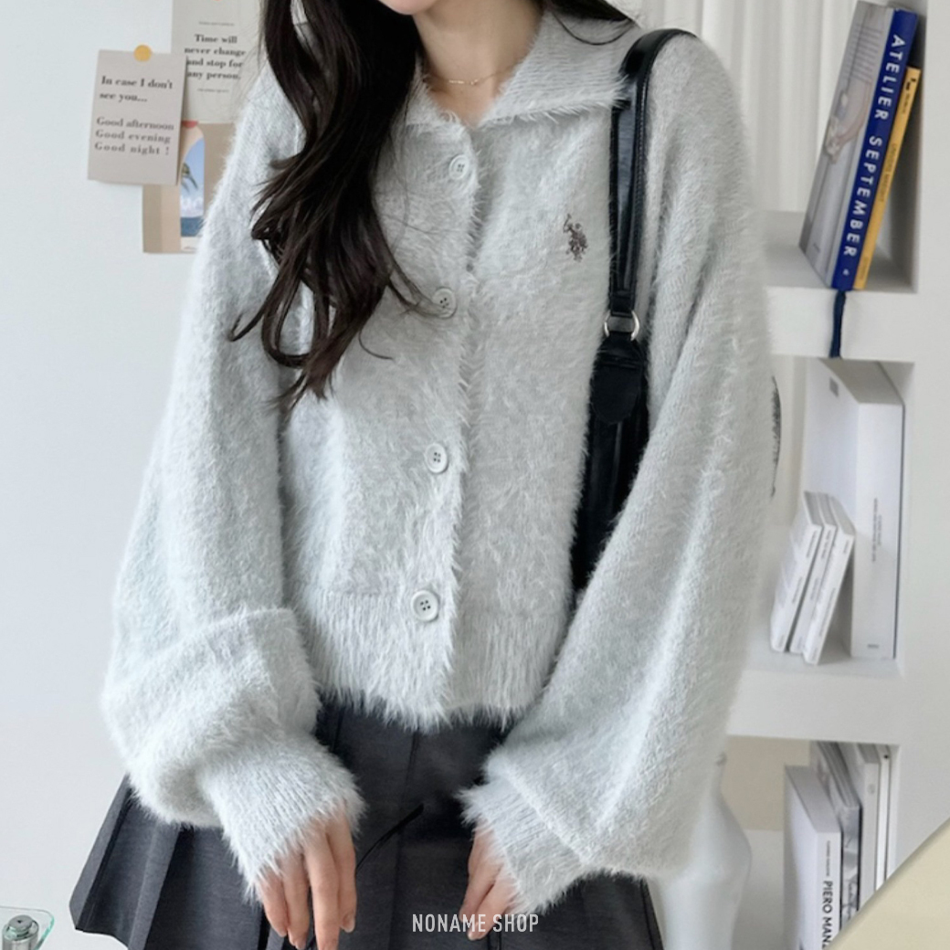 U.S. POLO ASSN. 刺繡 排釦 蓬鬆 毛毛 翻領 針織衫 POLO衫 小外套 六色 (女款)