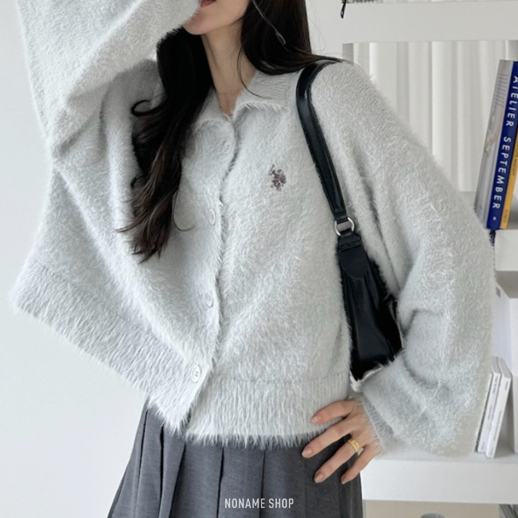 U.S. POLO ASSN. 刺繡 排釦 蓬鬆 毛毛 翻領 針織衫 POLO衫 小外套 六色 (女款)