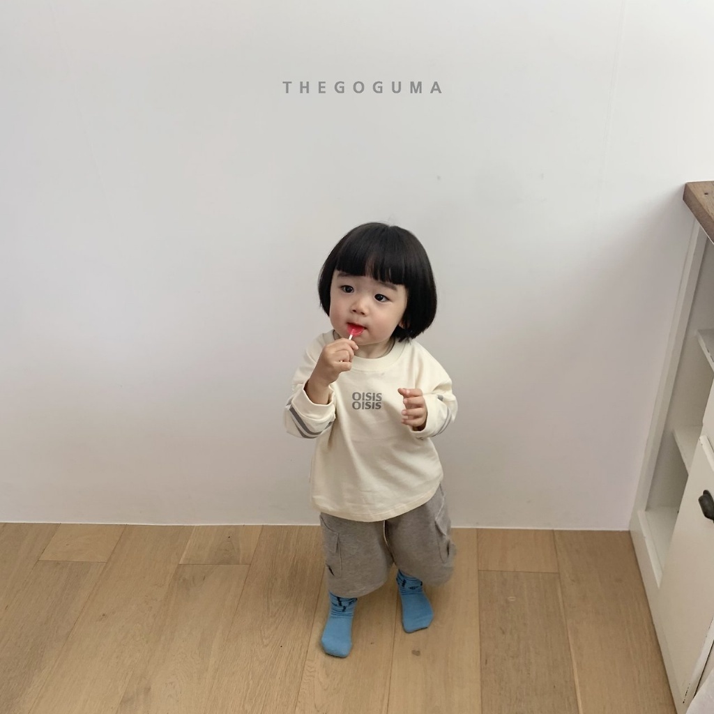 正韓秋the_goguma 三色運動感線條拼接上衣