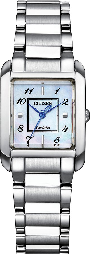 萬年鐘錶 - Citizen 星辰錶 L系列  白蝶貝時尚光動能方形女錶 EW5600-87D 錶徑21.5MM