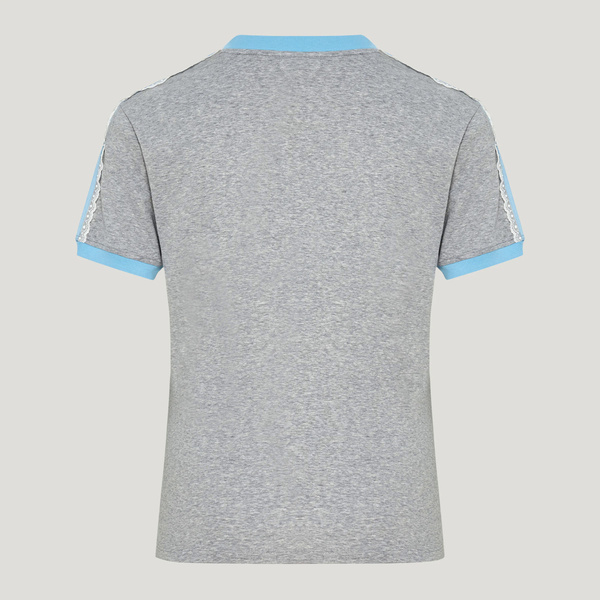 Adidas 愛迪達 Cali Tee W LF2333 女 T恤 運動上衣 休閒短袖 蕾絲 灰藍