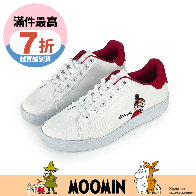 Paidal x Moomin姆明谷 小美免綁帶休閒鞋不彎腰輕運動鞋-小白鞋