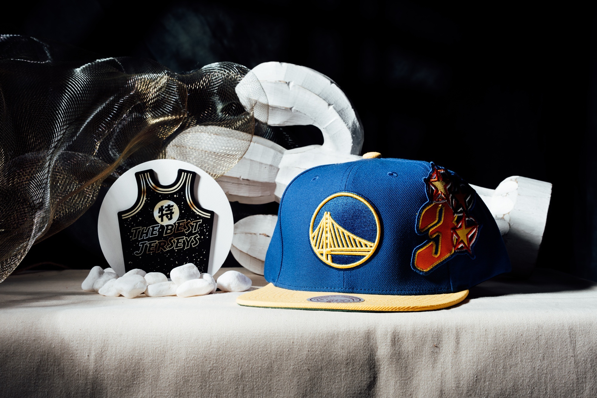 NBA帽子 Golden State Warriors 金州勇士 Billie Eilish 怪奇比莉 聯名款 藍底黃 復古 棒球帽 M&N 可調式 全新