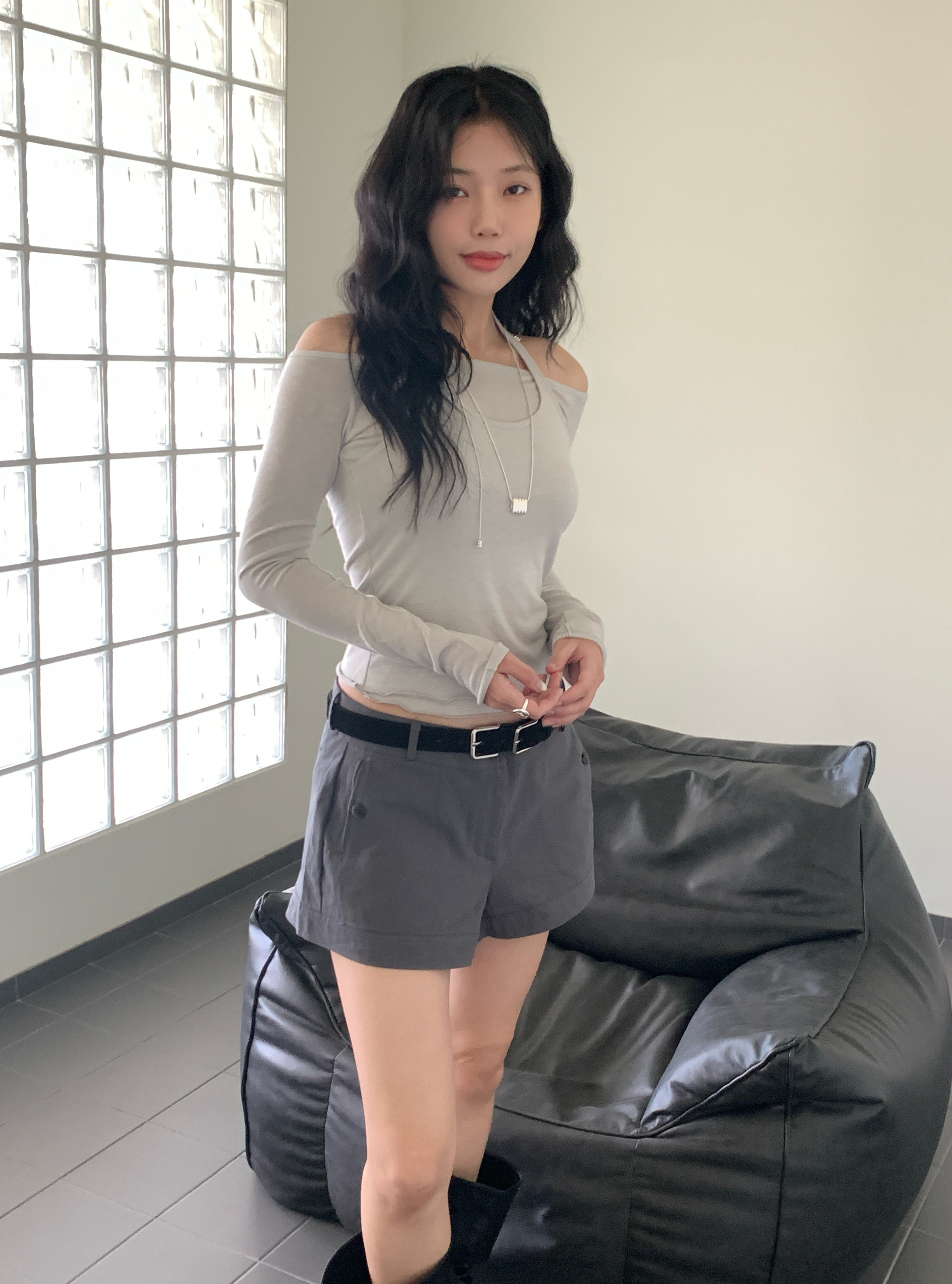 假兩件造型長tee(灰/白/黑)