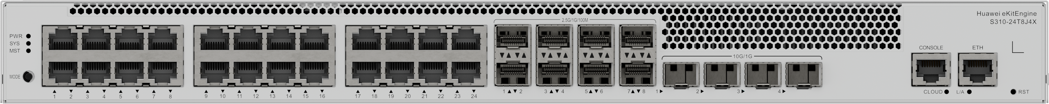 Huawei eKit S310-24T8J4X 24埠網管 Stack 交換機｜8×2.5GE SFP｜4×10GE SFP+｜企業級核心交換器