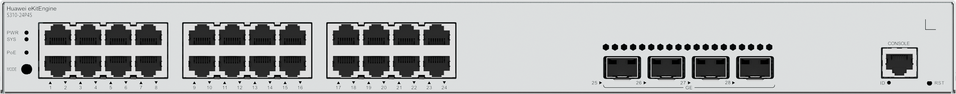 Huawei eKit S310-24P4S 24埠 Gigabit PoE+ Stack 網管交換機｜400W PoE供電｜4×GE SFP
