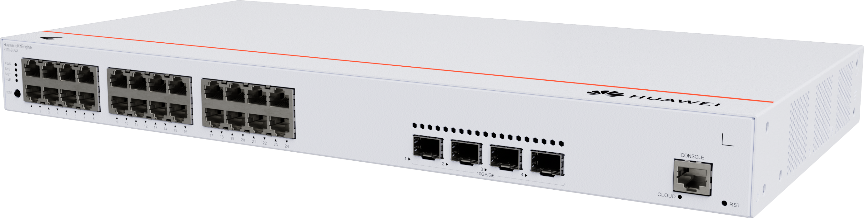 Huawei eKit S310-24P4X 24埠 Gigabit PoE+ Stack 網管交換機｜400W PoE供電｜4×10G SFP+