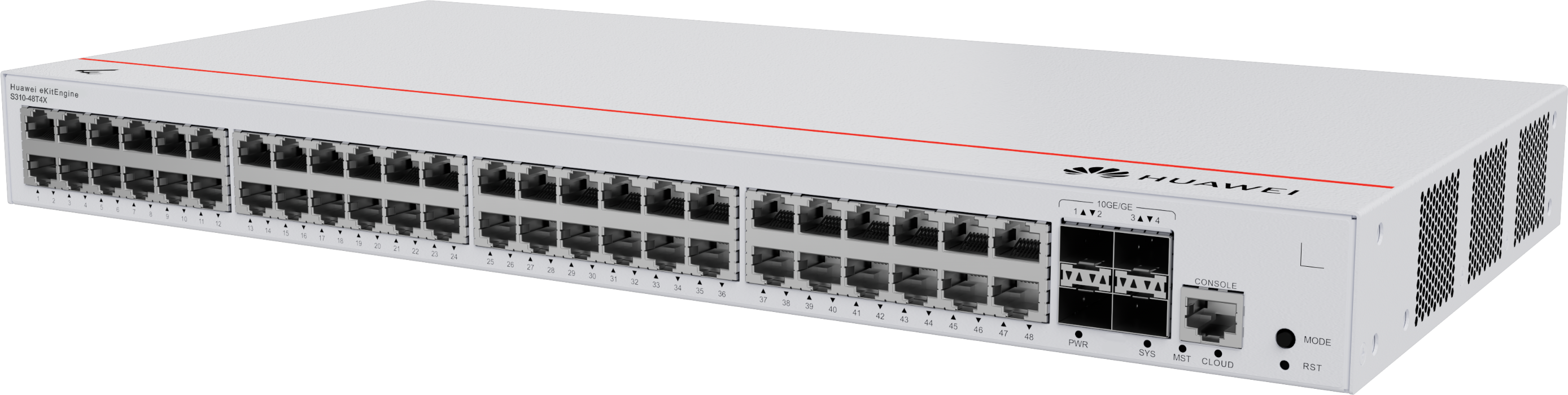 Huawei eKit S310-48T4X 48埠 Gigabit Stack 網管交換機｜4×10GE SFP+｜智能風扇設計