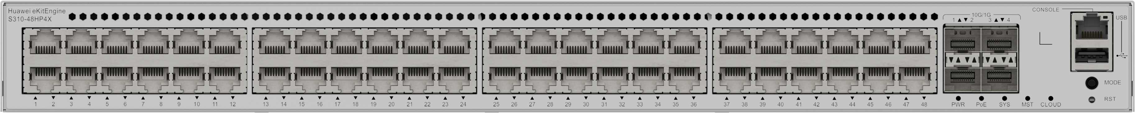 Huawei eKit S310-48HP4X 48埠 Gigabit PoE+ 交換機｜846W PoE供電｜4×10GE SFP+