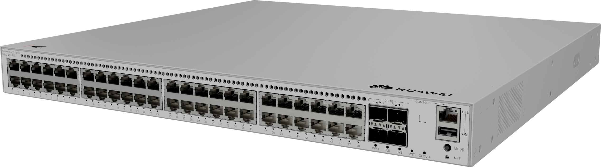 Huawei eKit S310-48HP4X 48埠 Gigabit PoE+ 交換機｜846W PoE供電｜4×10GE SFP+