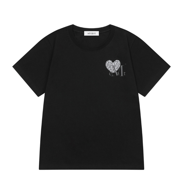【韓國預購】KRD090705 MUCENT SIERRA LEOPARD HEART SMALL LOGO HALF T (2COLOR)