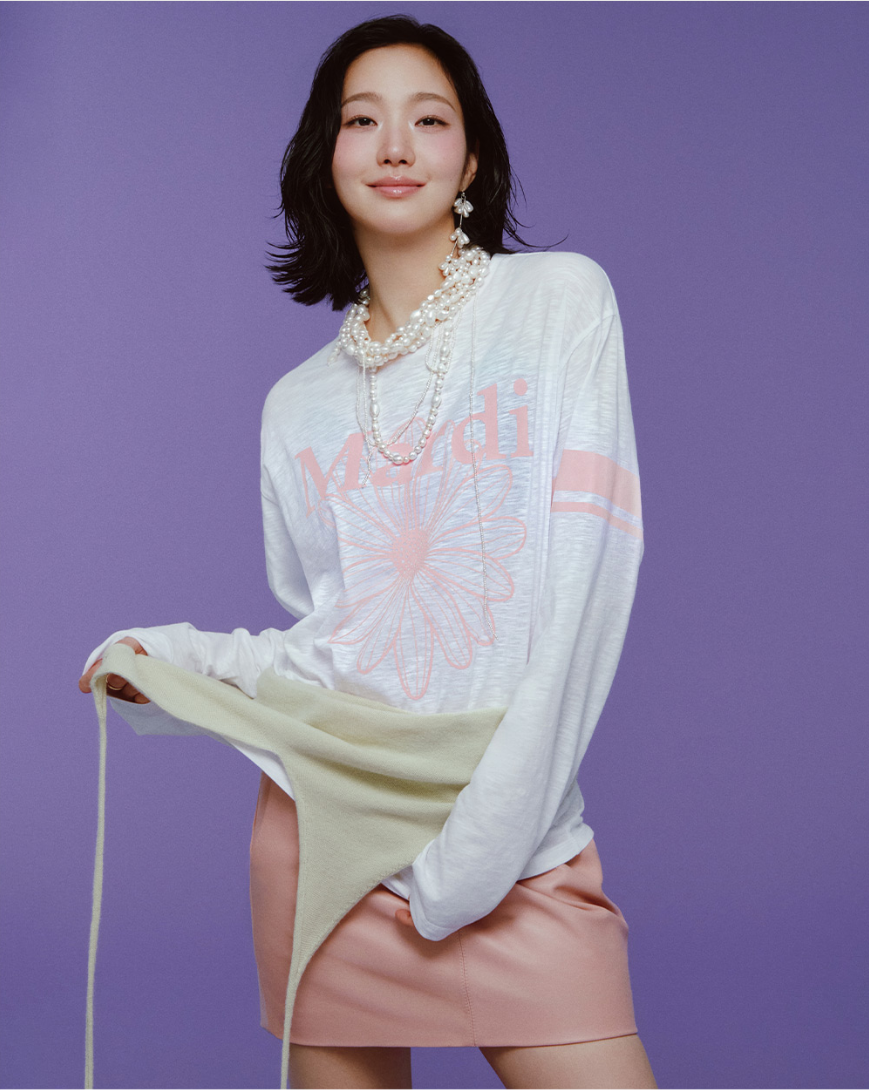 【韓國預購】KRM090808 MARDI SLUB COTTON RELAXED TSHIRT LONG SLEEVE FLOWERMARDI