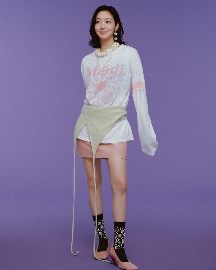 【韓國預購】KRM090808 MARDI SLUB COTTON RELAXED TSHIRT LONG SLEEVE FLOWERMARDI