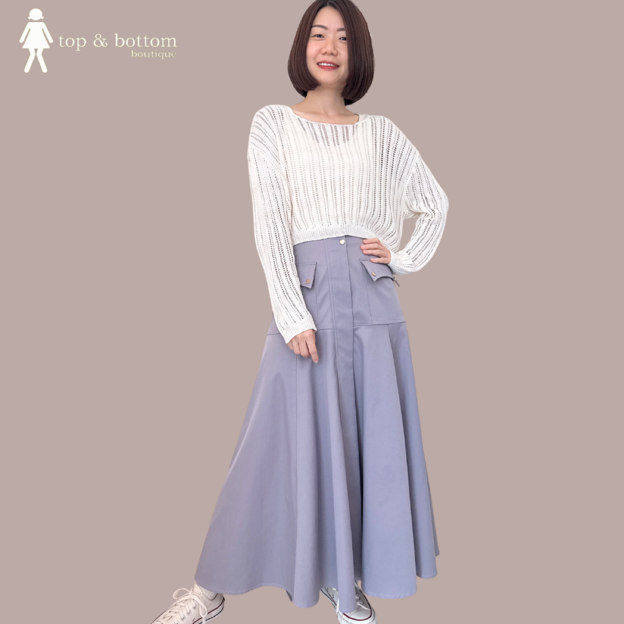 LONG SLEEVE KNIT BLOUSE WITH INNER SINGLET