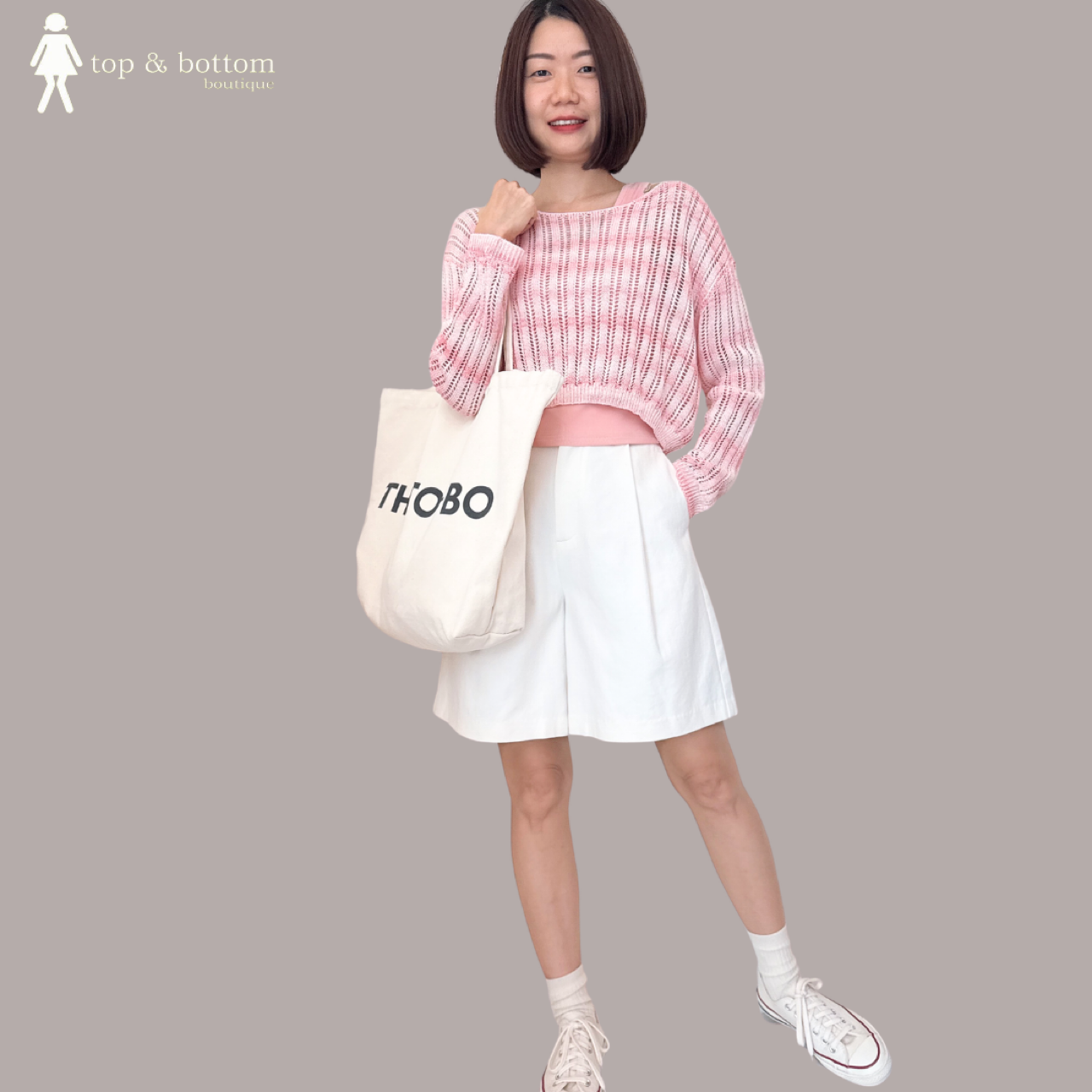 LONG SLEEVE KNIT BLOUSE WITH INNER SINGLET