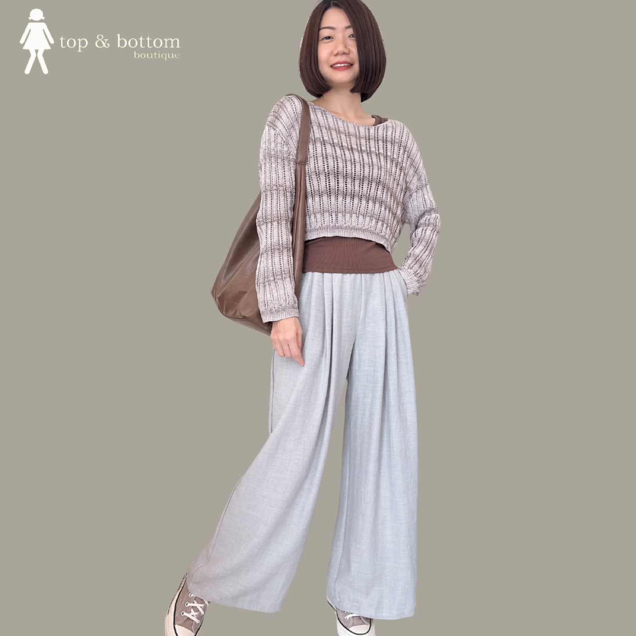 LONG SLEEVE KNIT BLOUSE WITH INNER SINGLET