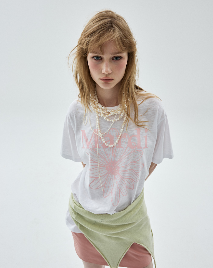【韓國預購】KRM090809 MARDI SLUB COTTON TSHIRT FLOWERMARDI