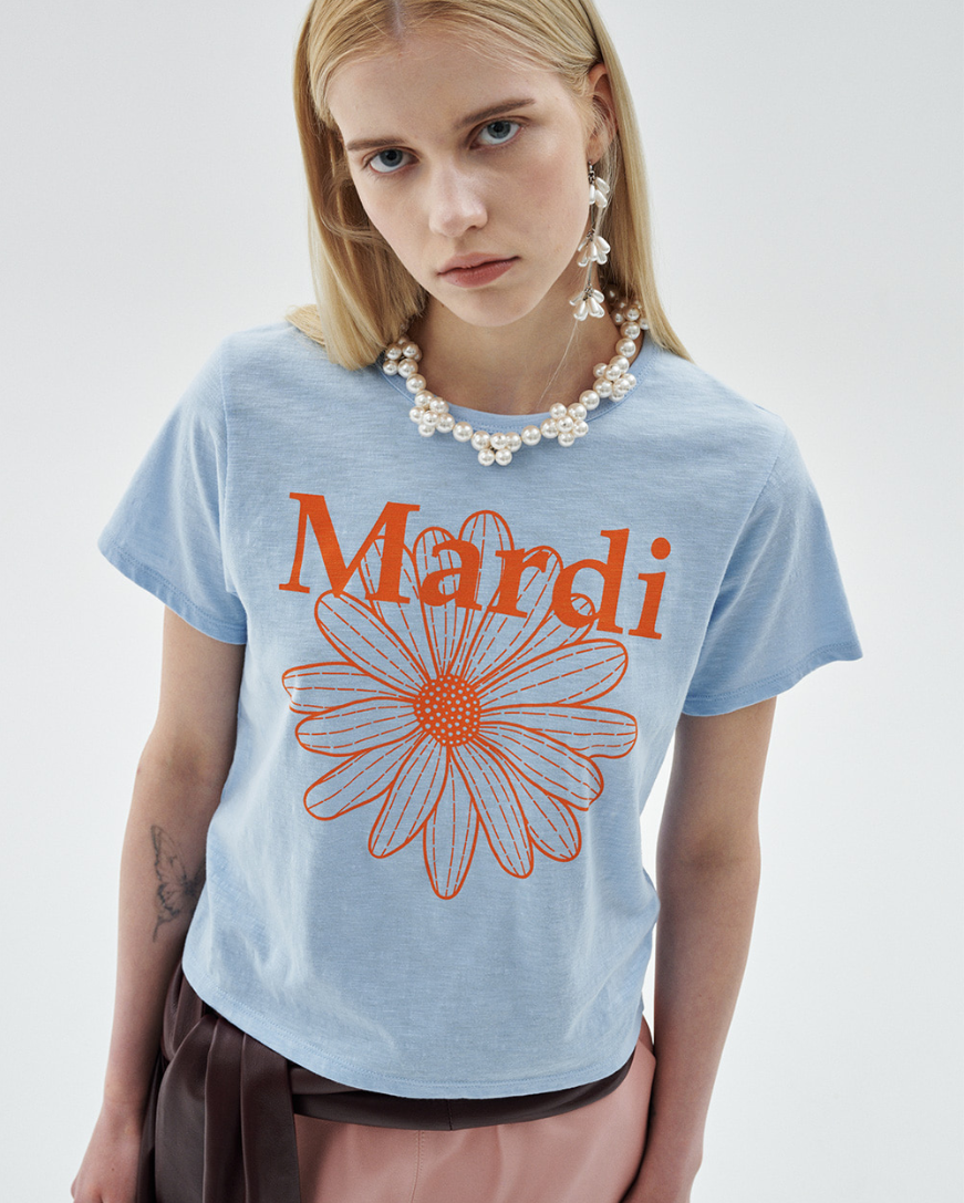 【韓國預購】KRM090811 MARDI SLUB COTTON SLIM TSHIRT FLOWERMARDI