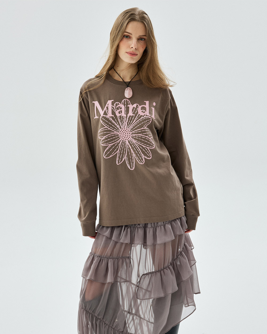 【韓國預購】KRM090813 MARDI TSHIRT LONG SLEEVE FLOWERMARDI NEEDLEWORK