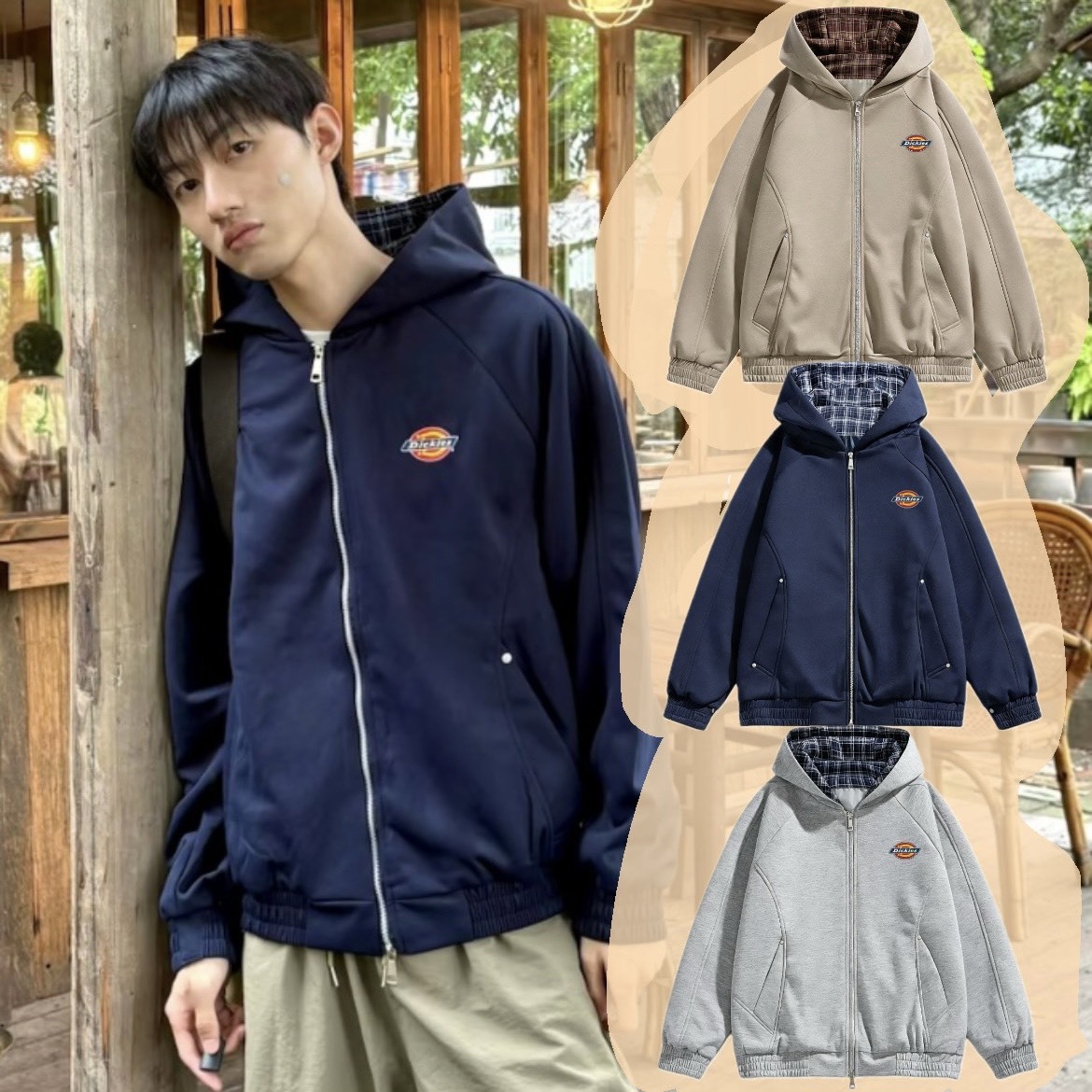 『預購商品』Dickies 美式街頭解構格紋開襟外套 Vibe復古寬版長袖 DKU261MKJ756
