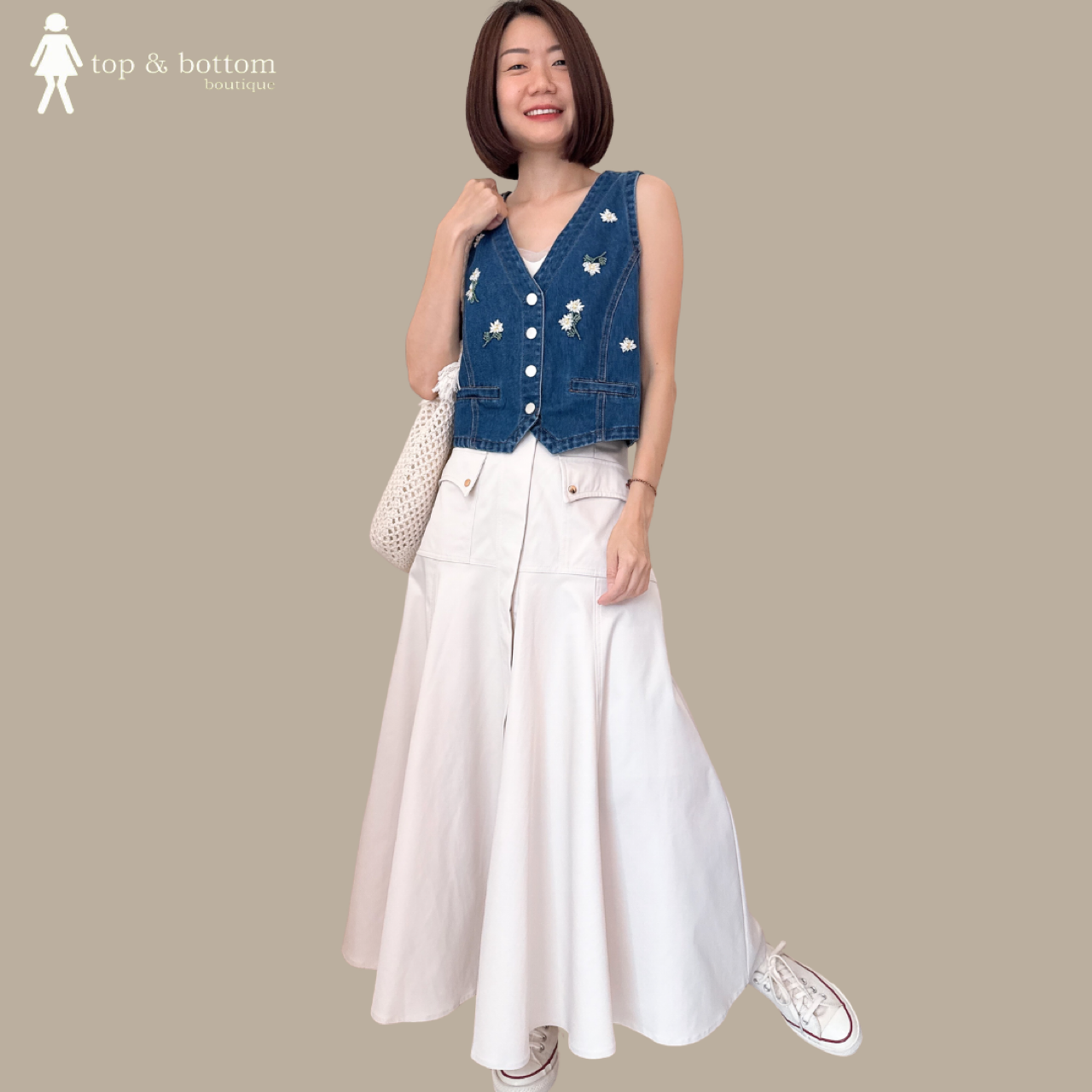 HIGH WAISTED POCKET FRONT LONG SKIRT