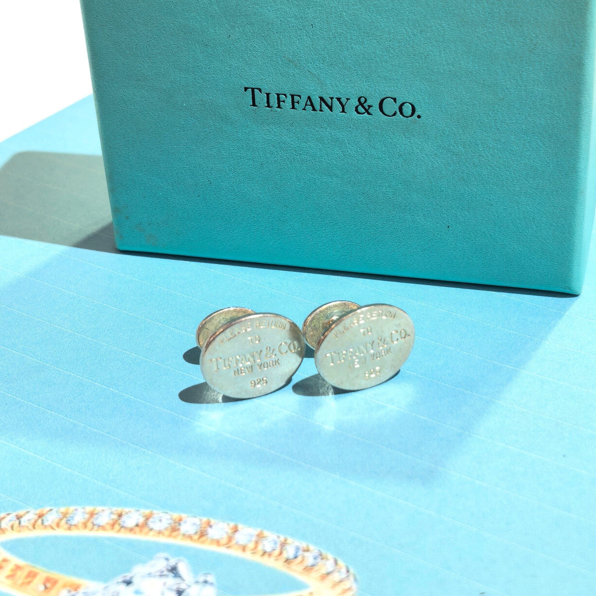 USED Tiffany & Co 袖口鈕, 圓形袖口扣, 925純銀, 925 SILVER , #香榭站正品