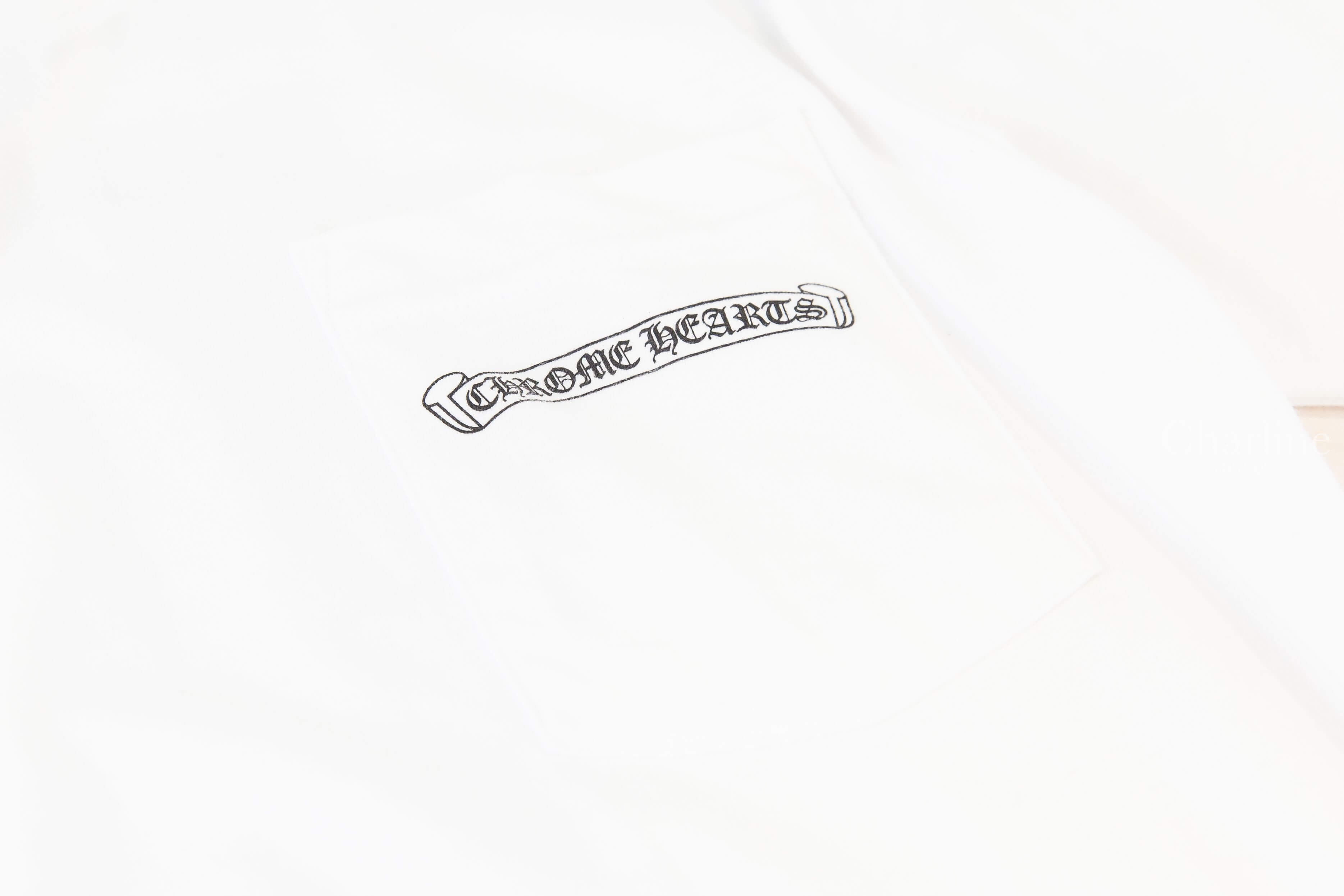Chrome Hearts T-shirts 白色黑字圖騰印花口袋短袖棉T